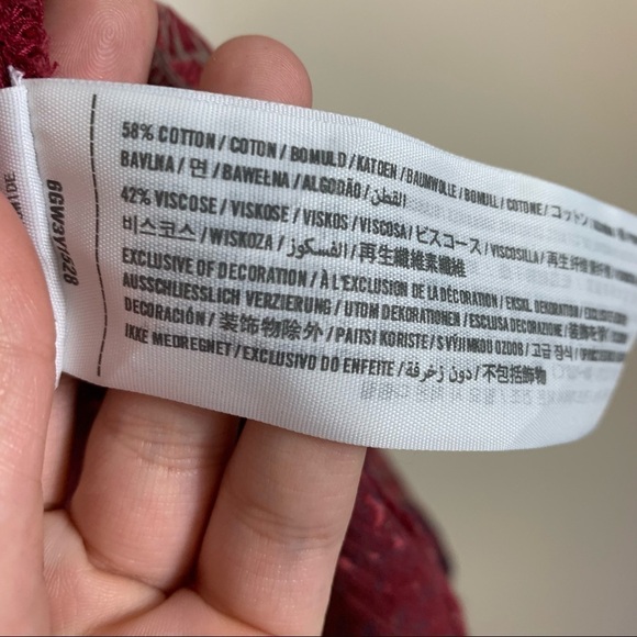 [Hollister] Small Red Elephant Boho Print Long Sleeve V-neck Faux Wrap Top - Picture 6 of 8